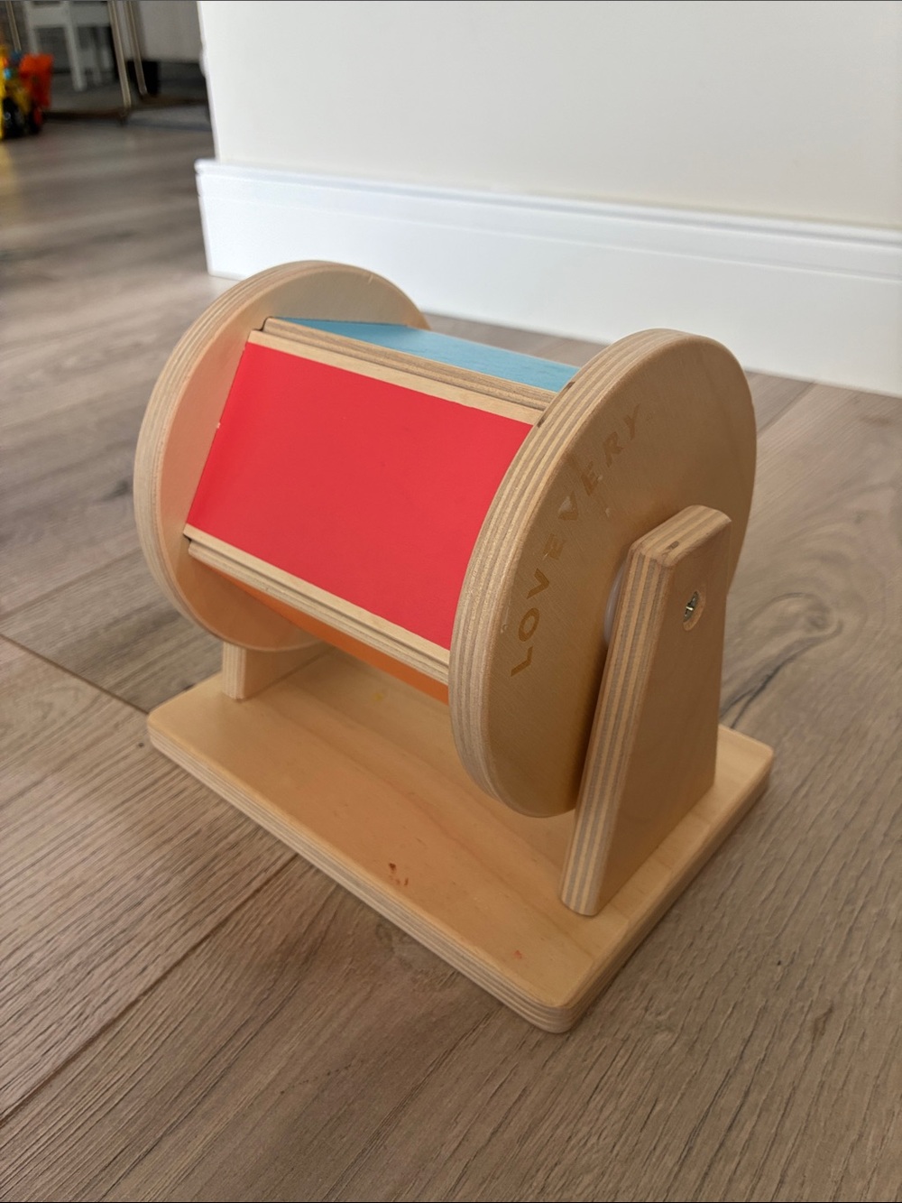 Lovevery Montessori Wooden Color Spinner Toy - Red & Blue